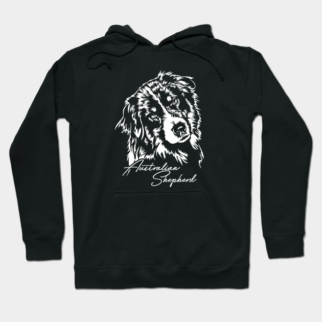 Australian Shepherd Aussie dog portrait Hoodie by wilsigns